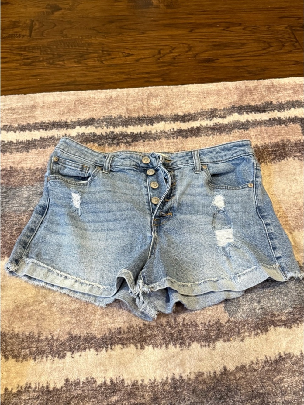 Altar’d State Women's Light Blue Distressed Denim Shorts